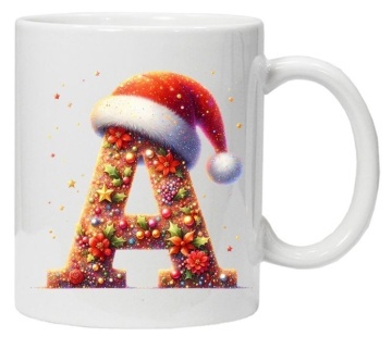 Cana personalizata cu imprimeu de iarna 3 "litera A", Alb, CRD PRINT