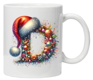 Cana personalizata cu imprimeu de iarna 3 "litera D", Alb, CRD PRINT