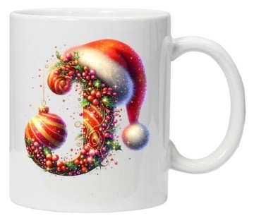 Cana personalizata cu imprimeu de iarna 3 "litera J", Alb, CRD PRINT - Img 2