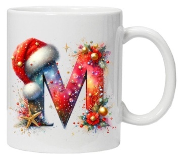 Cana personalizata cu imprimeu de iarna 3 "litera M", Alb, CRD PRINT - Img 5