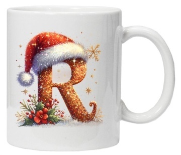 Cana personalizata cu imprimeu de iarna 3 "litera R", Alb, CRD PRINT - Img 4