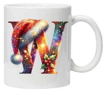 Cana personalizata cu imprimeu de iarna 3 "litera W", Alb, CRD PRINT
