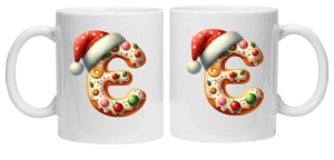 Cana personalizata cu imprimeu de iarna "litera E", Alb, CRD PRINT - Img 3