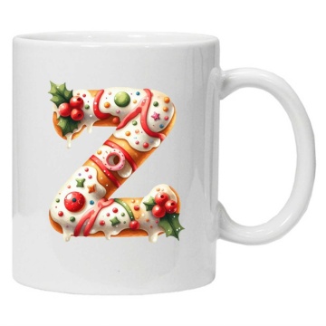 Cana personalizata cu imprimeu de iarna "litera Z", Alb, CRD PRINT