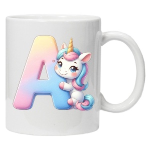 Cana personalizata cu imprimeu "litera A", Alb, CRD PRINT - Img 1