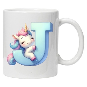 Cana personalizata cu imprimeu "litera J", Alb, CRD PRINT - Img 1