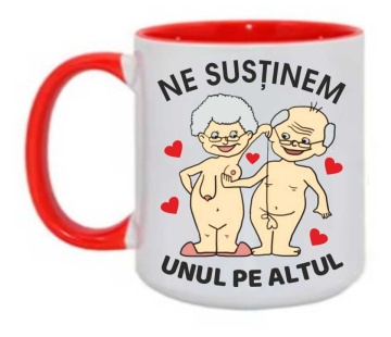 Cana personalizata cu imprimeu "Ne sustinem unul pe altul",rosie, CRD PRINT - Img 3