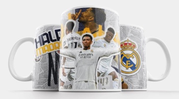 Cana personalizata cu textul "F.C. Real Madrid - Vini Jr, Rodrygo si Bellingham ", Alb, CRD PRINT - Img 3