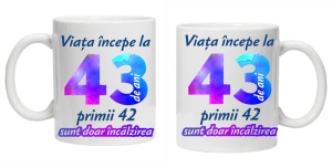 Cana personalizata " Viata incepe la ", 43 ani, CRD PRINT - Img 3