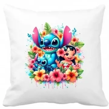 Perna 40 x 40 cm personalizata cu imprimeu "LILO-STITCH-1" , poliester, alba,, CRD PRINT