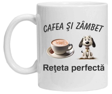 Cana personalizata cu imprimeu "cafea si zambet ", Alb, CRD PRINT - Img 2
