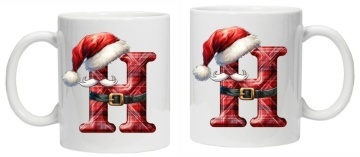 Cana personalizata cu imprimeu de iarna 2 "litera H", Alb, CRD PRINT - Img 5