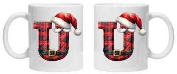Cana personalizata cu imprimeu de iarna 2 "litera U", Alb, CRD PRINT - Img 3