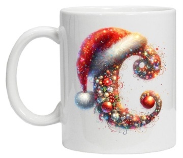 Cana personalizata cu imprimeu de iarna 3 "litera C", Alb, CRD PRINT - Img 6