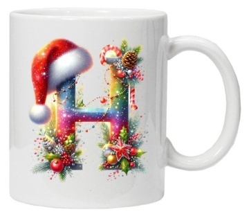 Cana personalizata cu imprimeu de iarna 3 "litera H", Alb, CRD PRINT - Img 5