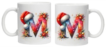 Cana personalizata cu imprimeu de iarna 3 "litera M", Alb, CRD PRINT - Img 3