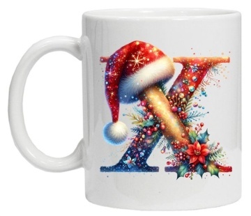 Cana personalizata cu imprimeu de iarna 3 "litera X", Alb, CRD PRINT - Img 3