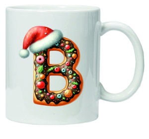 Cana personalizata cu imprimeu de iarna "litera B", Alb, CRD PRINT - Img 1