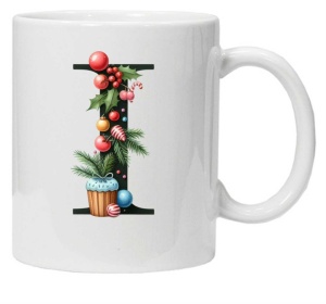 Cana personalizata cu imprimeu de iarna "litera I", Alb, CRD PRINT