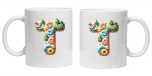 Cana personalizata cu imprimeu de iarna "litera T", Alb, CRD PRINT - Img 2