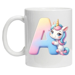 Cana personalizata cu imprimeu "litera A", Alb, CRD PRINT - Img 2