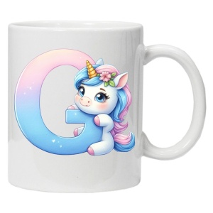 Cana personalizata cu imprimeu "litera G", Alb, CRD PRINT - Img 1
