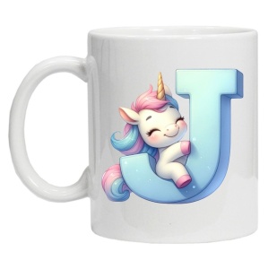 Cana personalizata cu imprimeu "litera J", Alb, CRD PRINT - Img 2