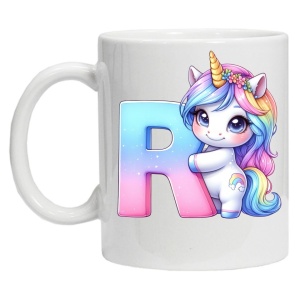 Cana personalizata cu imprimeu "litera R", Alb, CRD PRINT - Img 2