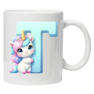 Cana personalizata cu imprimeu "litera T", Alb, CRD PRINT - Img 1