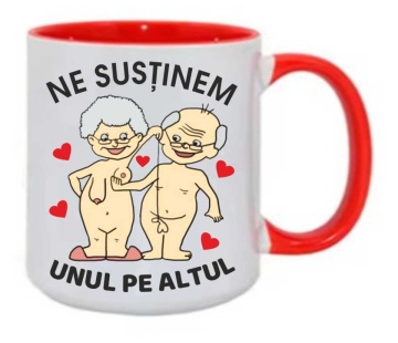 Cana personalizata cu imprimeu "Ne sustinem unul pe altul",rosie, CRD PRINT - Img 1
