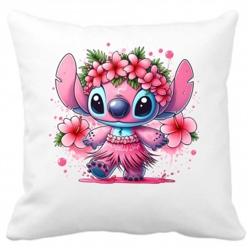 Perna 40 x 40 cm personalizata cu imprimeu " ANGEL (STITCH) 4" , poliester, alba, CRD PRINT