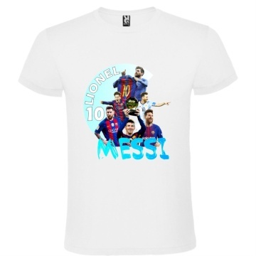 Tricou alb unisex personalizat , "Lionel Messi 1", CRD PRINT