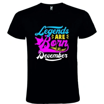 Tricou negru unisex personalizat , "Legends are born in December", CRD PRINT