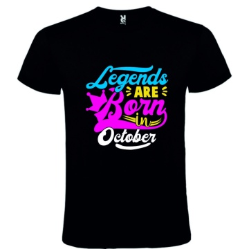 Tricou negru unisex personalizat , "Legends are born in October", CRD PRINT - Img 1