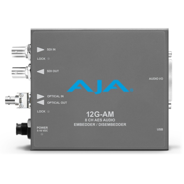 AJA 12G-AM-R-ST, Audio Embedder/Disembedder 12G-SDI, 8-Ch AES cu ST Fiber Rx SFP