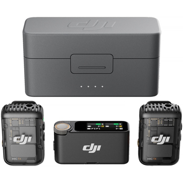 DJI Mic 2, Sistem Microfon Wireless Compact, 2 TX + 1 RX, 2.4 GHz