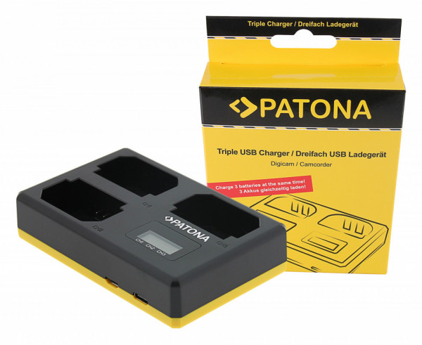 Incarcator triplu, PATONA pentru Sony NP-FZ100 cu Cablu USB tip C