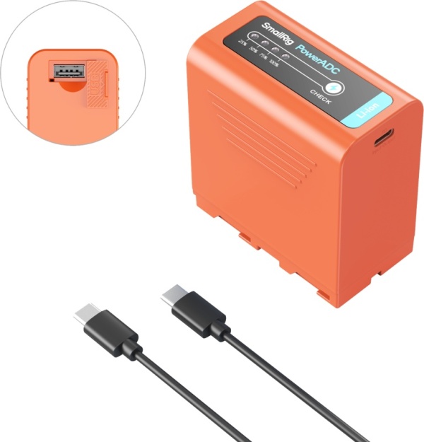 SmallRig 4972, Acumulator NP-F970 cu încărcare USB-C (Portocaliu)