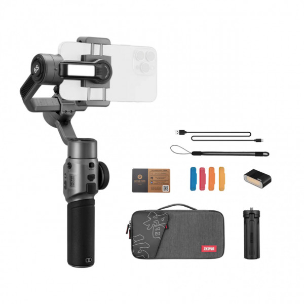 Gimbal Smartphone Zhiyun Smooth 5S Gri COMBO - Stabilizare Profesională 3 Axe, Lumină LED încorporată