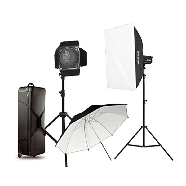 Godox DP600III-C, Kit 2 Blituri DP600III, cu stative, softbox, umbrela si accesorii