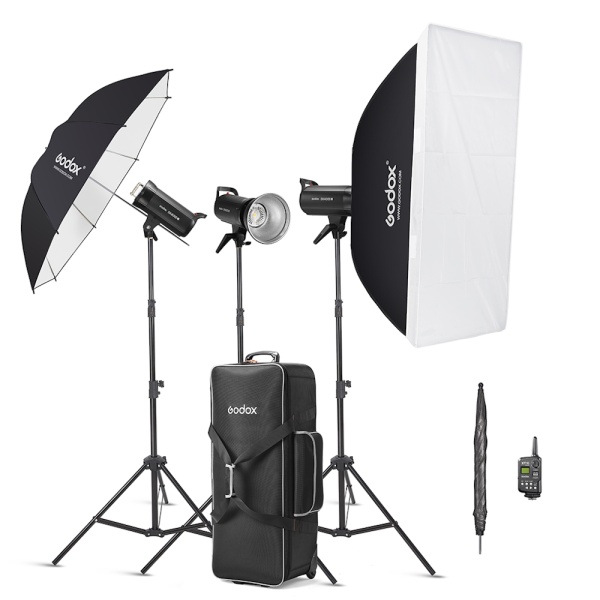 Godox SK400II-D, Kit 3 Blituri SK400II, cu stative, softbox si umbrele
