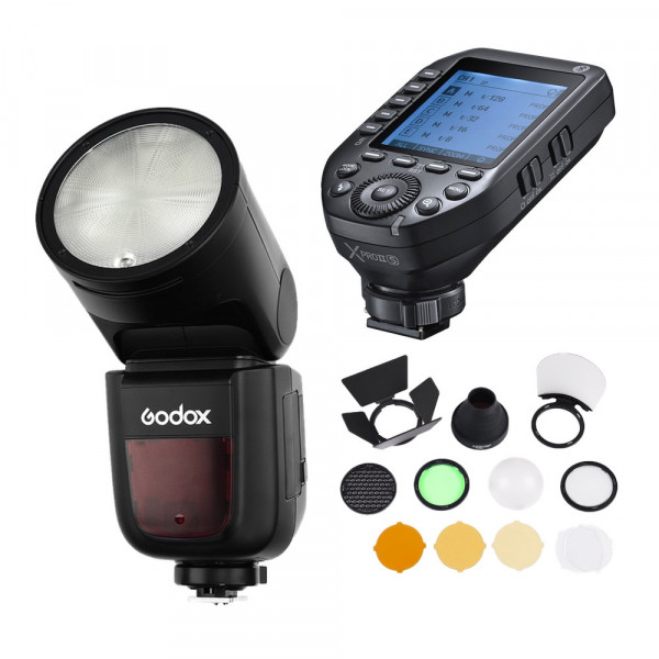 Godox Speedlite V1 SONY cu Kit de Accesorii AK-R1 și Transmițător X Pro II - Bliț Extern Profesional pentru Camere Sony