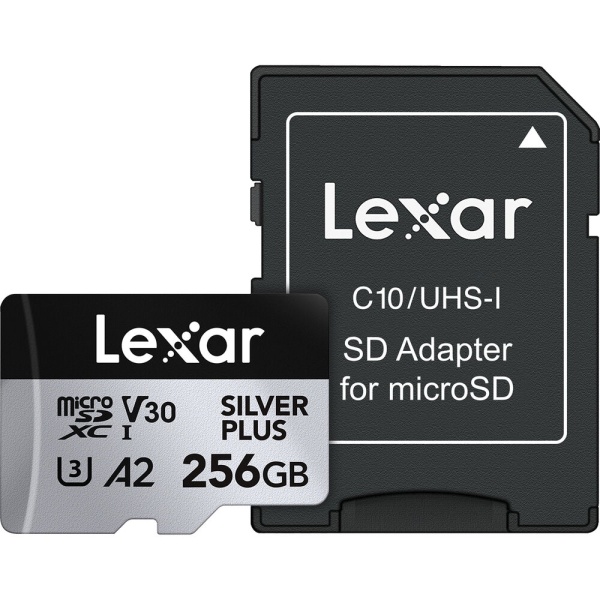 Lexar microSDXC Silver Plus 256GB, 1066x UHS-I/U3/A2/4K, R205/W150 (V30) - Card de memorie pentru 4K UHD