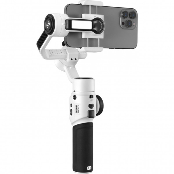 Gimbal Smartphone Zhiyun Smooth 5S ALB - Stabilizare Profesională 3 Axe, Lumină LED încorporată
