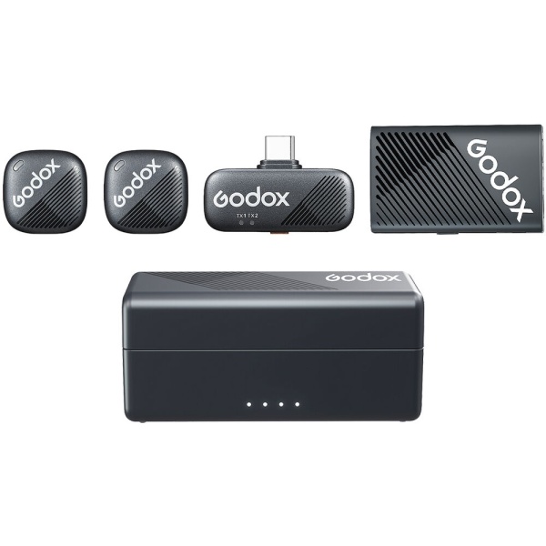 Godox Cube-C Combo Kit 2, Sistem Wireless Microfon 2 TX + 1 RX, USB-C, Lightning, TRS, 2.4Ghz