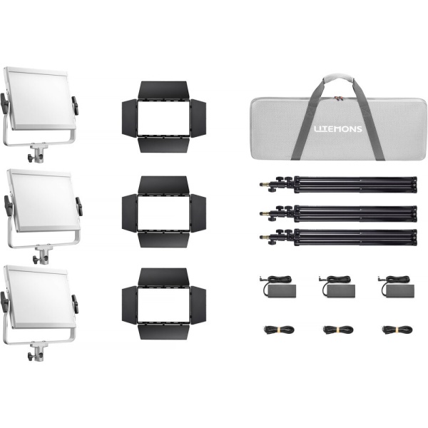 Godox Litemons LP600Bi, Kit 3 Panouri LED Bi-Color, cu stative
