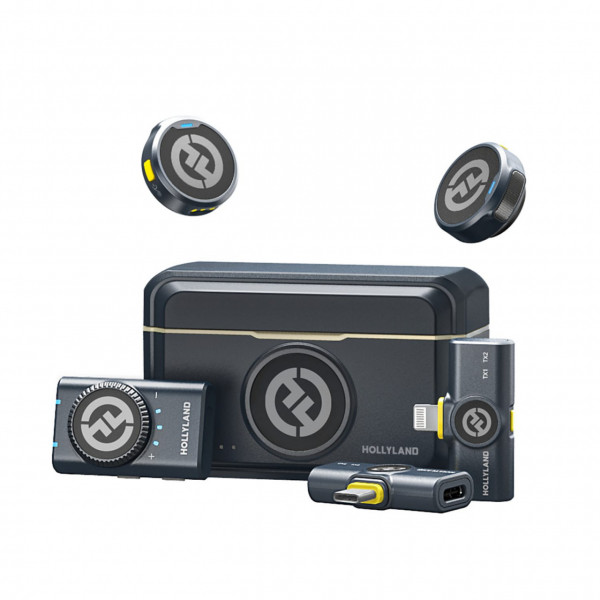 Microfon lavaliera wireless Hollyland Lark M2 Combo (USB-C, Lightning, Camera), 48KHz 24Bit, 300m, Light Charcoal