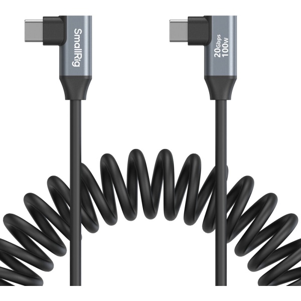 SmallRig 4793, Cablu USB-C 3.2 Gen 2x2, unghi drept la unghi drept, spiralat, 35cm