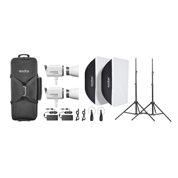 Godox Litemons LA300R K2, Kit 2 Lampi LED RGB, cu softbox-uri si stative