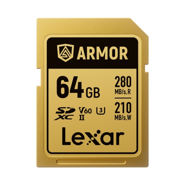 Lexar ARMOR GOLD 64GB, SDXC UHS-II, R280/W205, V60, U3, IP68 - Card de Memorie